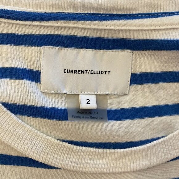 Current Elliot Womens The Beatnik Striped T Shirt Dress White Blue Size 2 Medium - Picture 6 of 7